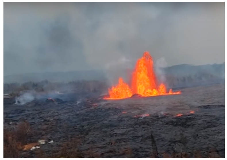Volcanic lava flow in Hawaii, a natural source of hydrogen sulfide