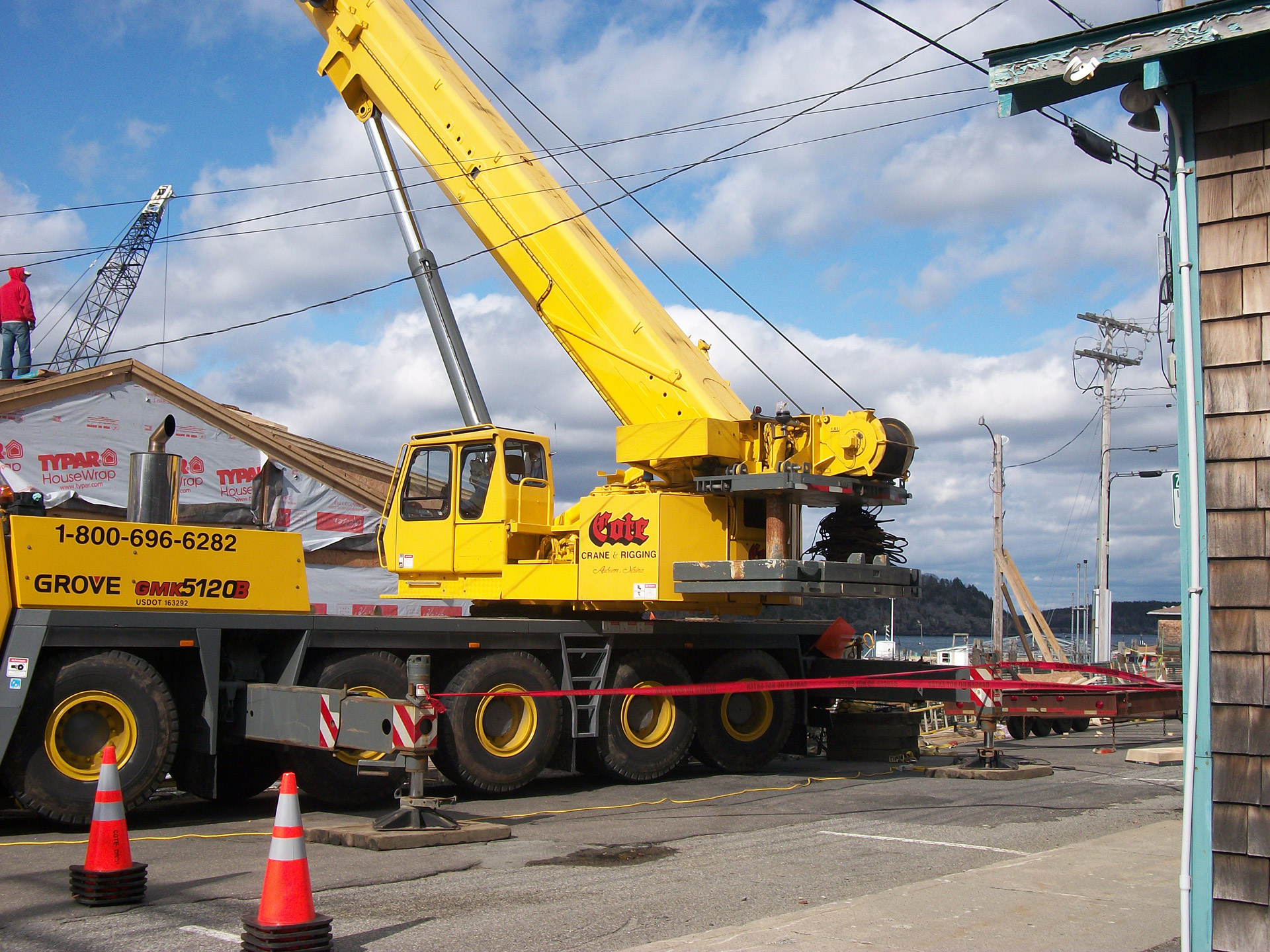 Crane lifting operations on a construction site